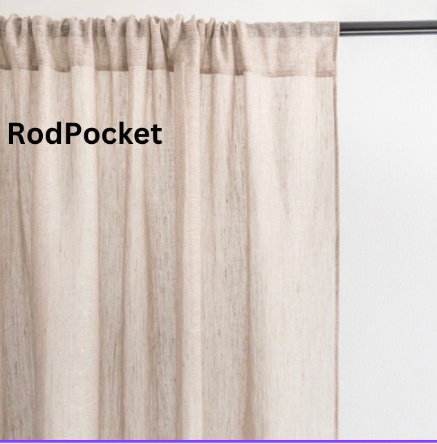 Natural Linen Curtains: Tie Top, Tab Top, Rod Pocket Drapes
