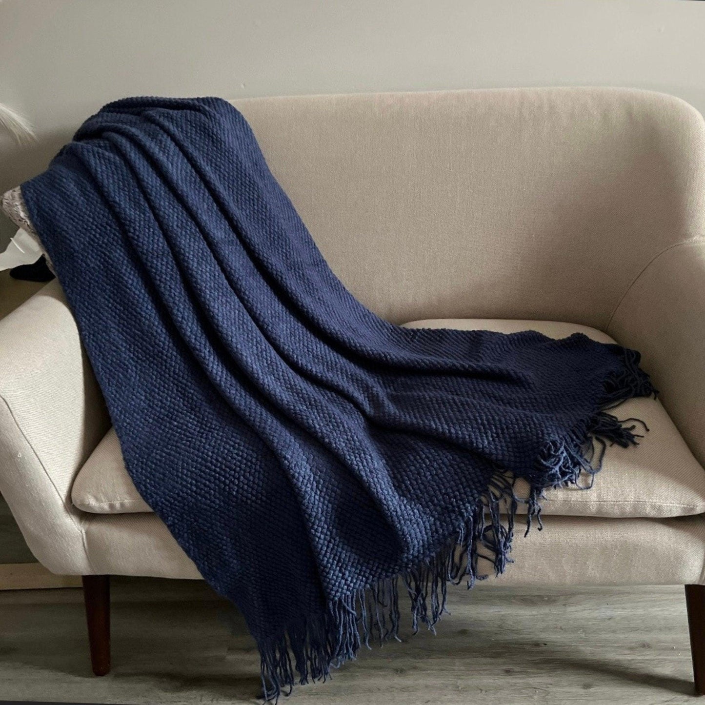 Super Soft Knitted Throw Blanket, Rust Orange Tassels (50x90)