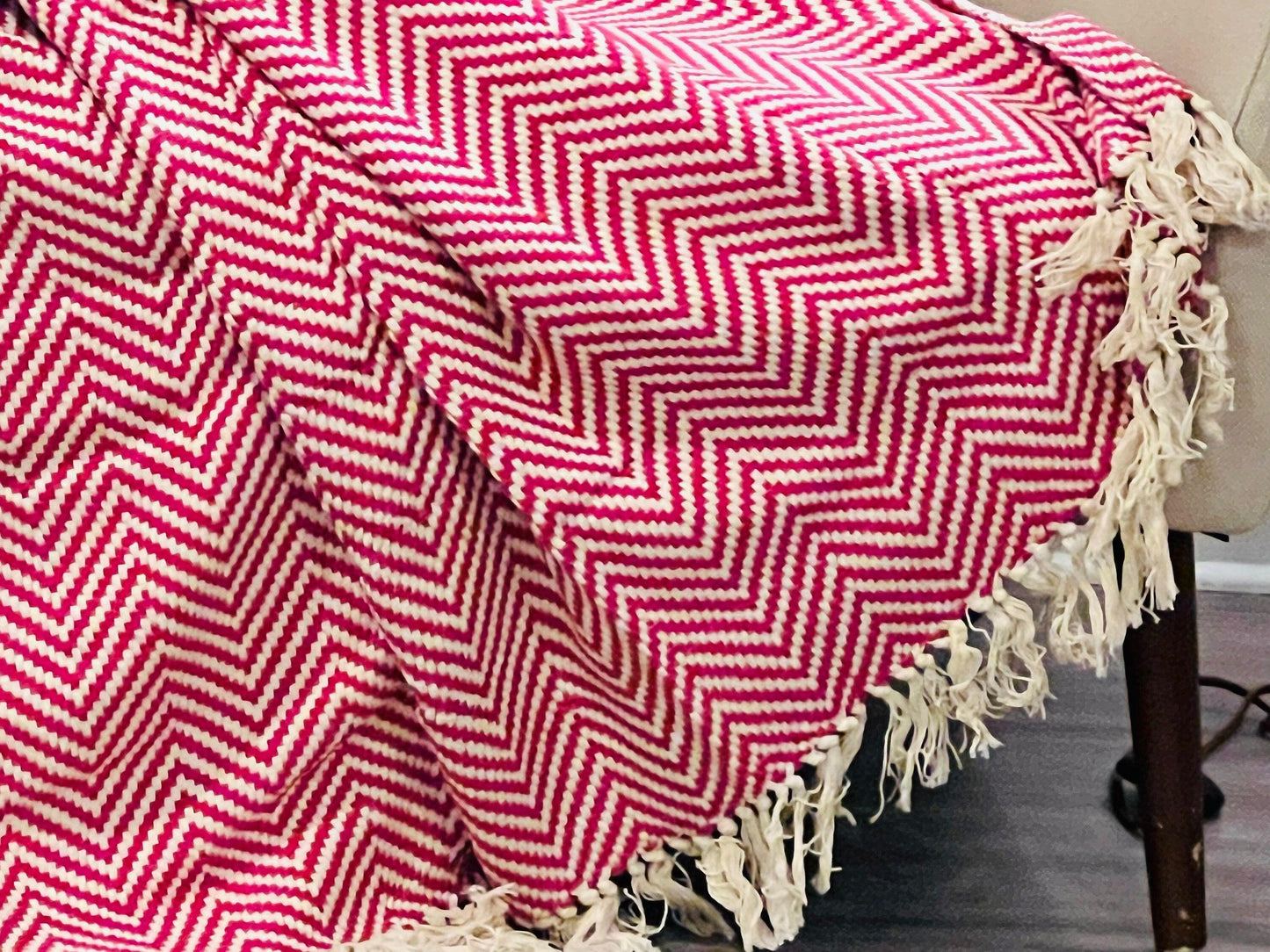Turkish Cotton Blanket, Reversible Chevron Woven Throw,Gift for home