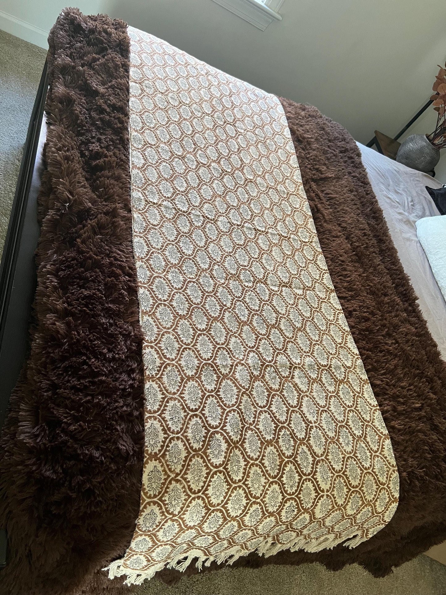 Handmade Cotton Boho Throw Blanket with Tassels