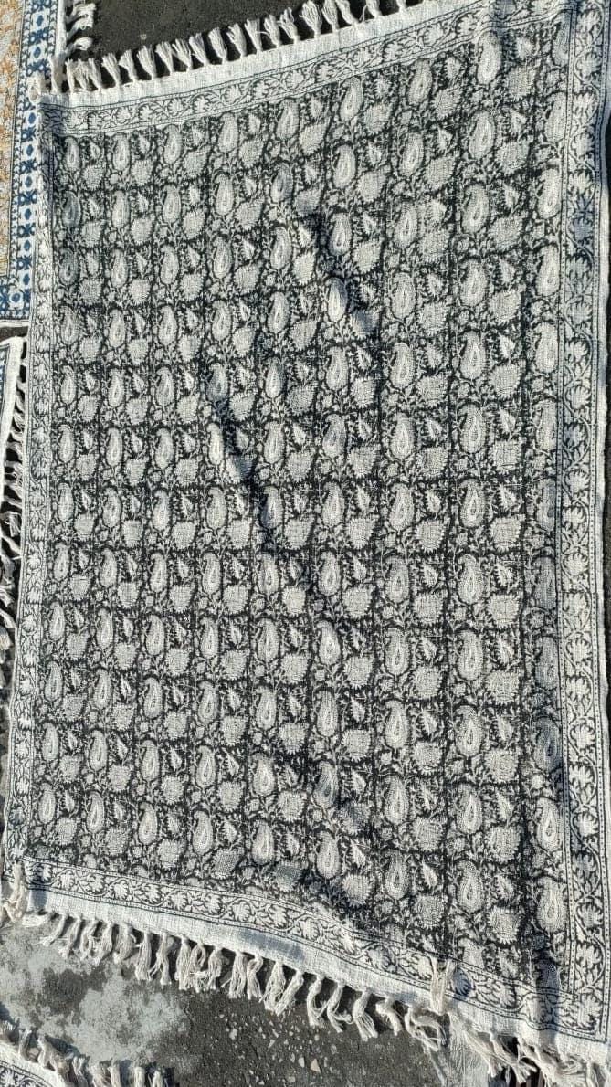 Handmade Block Print Cotton Throw Blanket: Boho Sofa Decor (50x60)