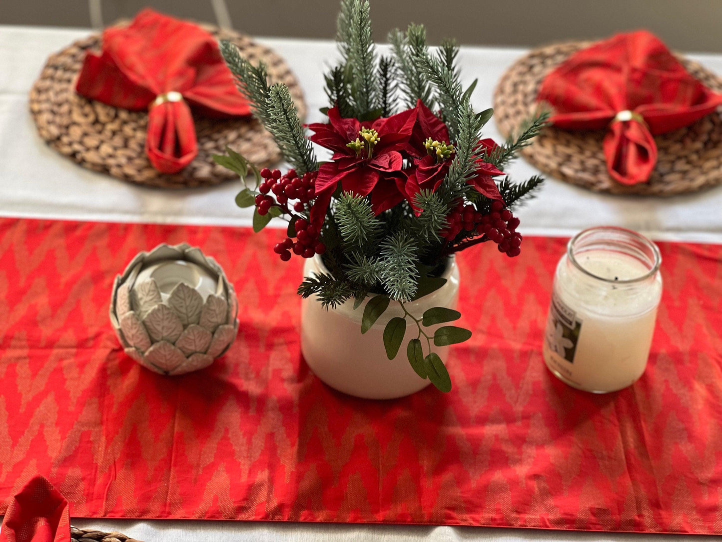 Red Cotton Napkins: Indian Block Print, Wedding Decor (20x20")