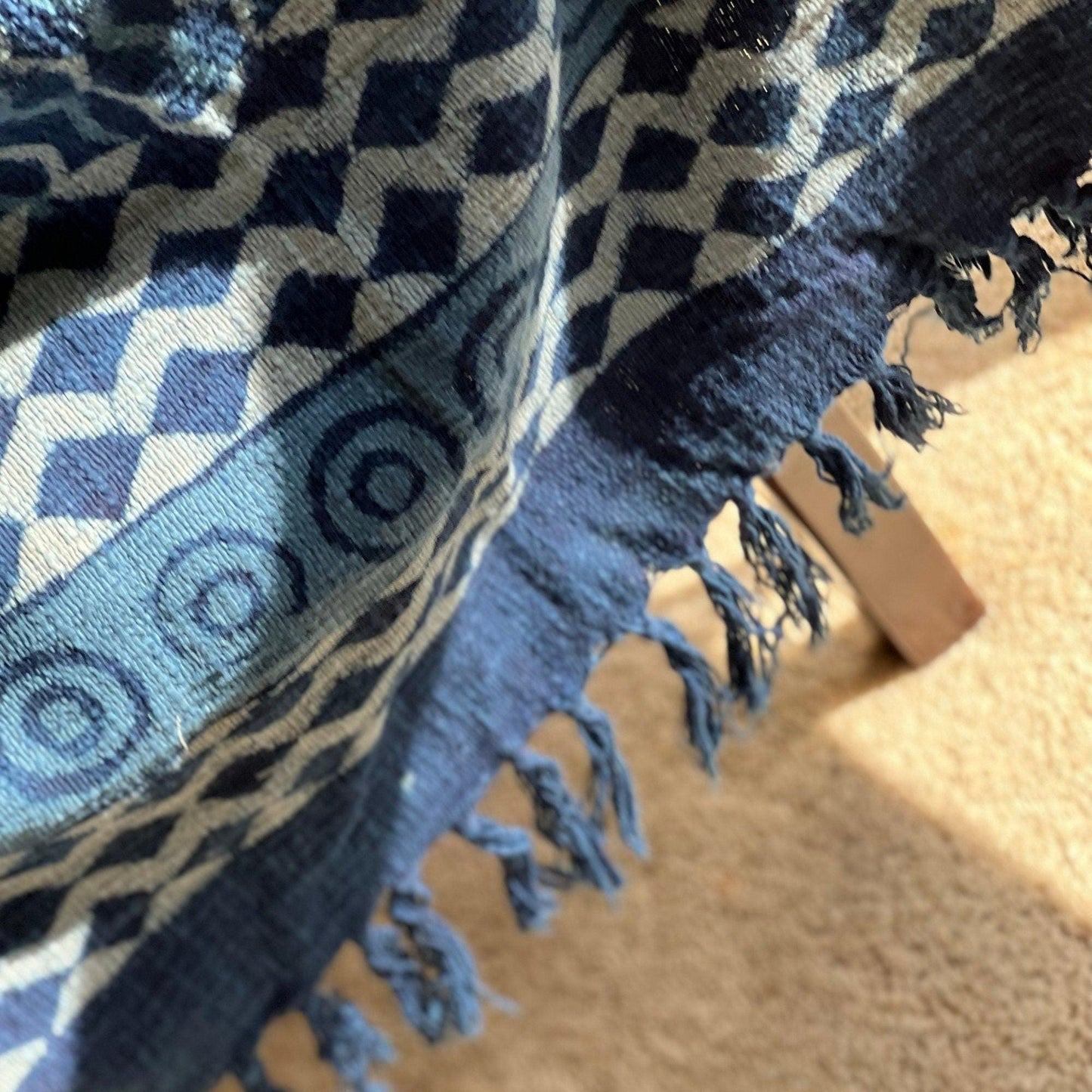 Indigo Mud Cloth Throw Blanket: Hand Block Print Boho Decor