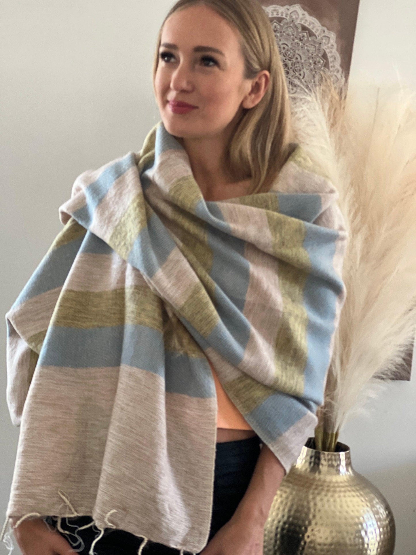 Himalayan Yak Wool Scarf, Meditation Shawl Made in Nepal Shawl, Super-Soft Shawls