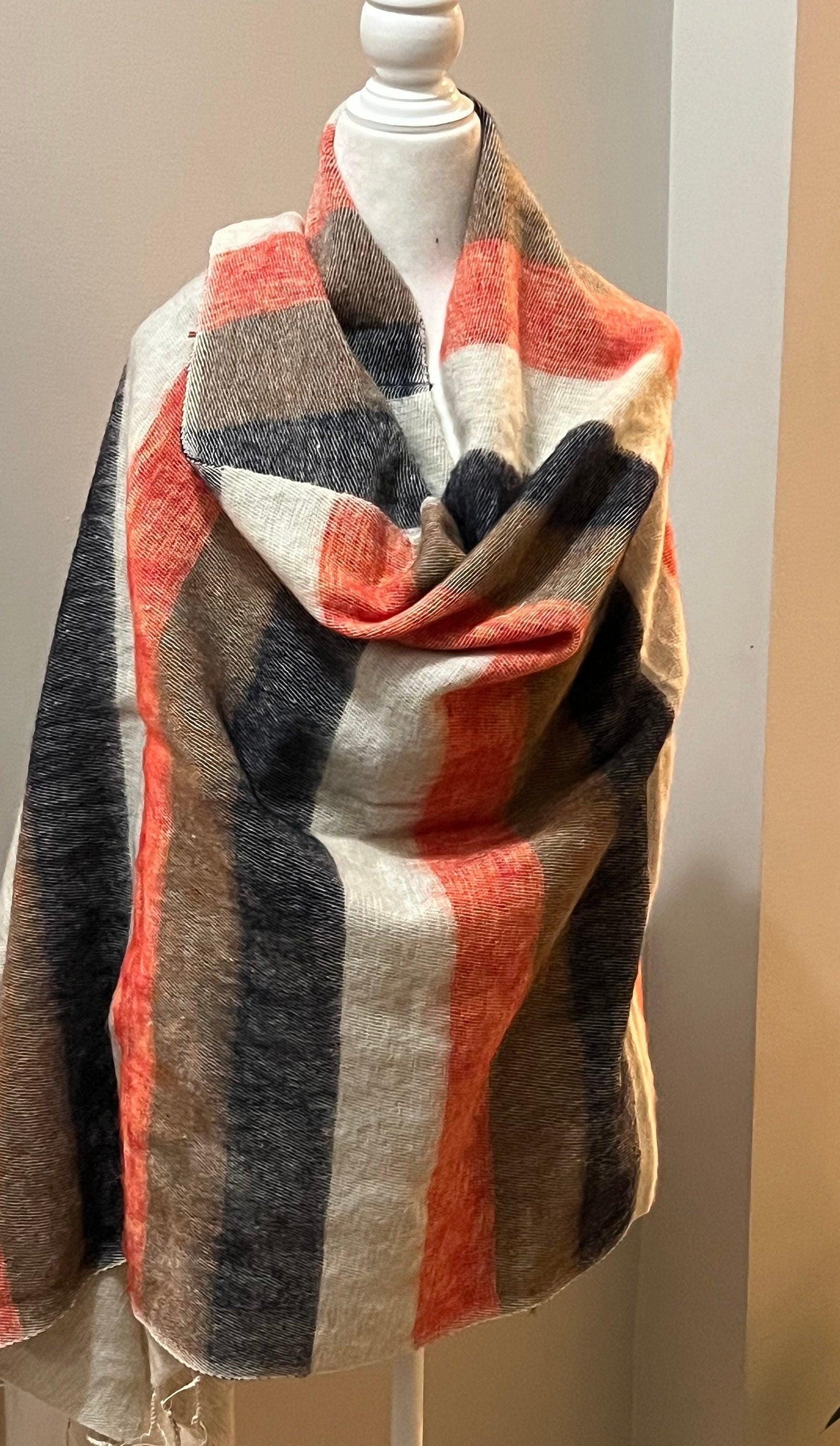 Himalayan Yak Wool Scarf: Handwoven Shawl Wrap, Soft Winter Women Fashion Scarf