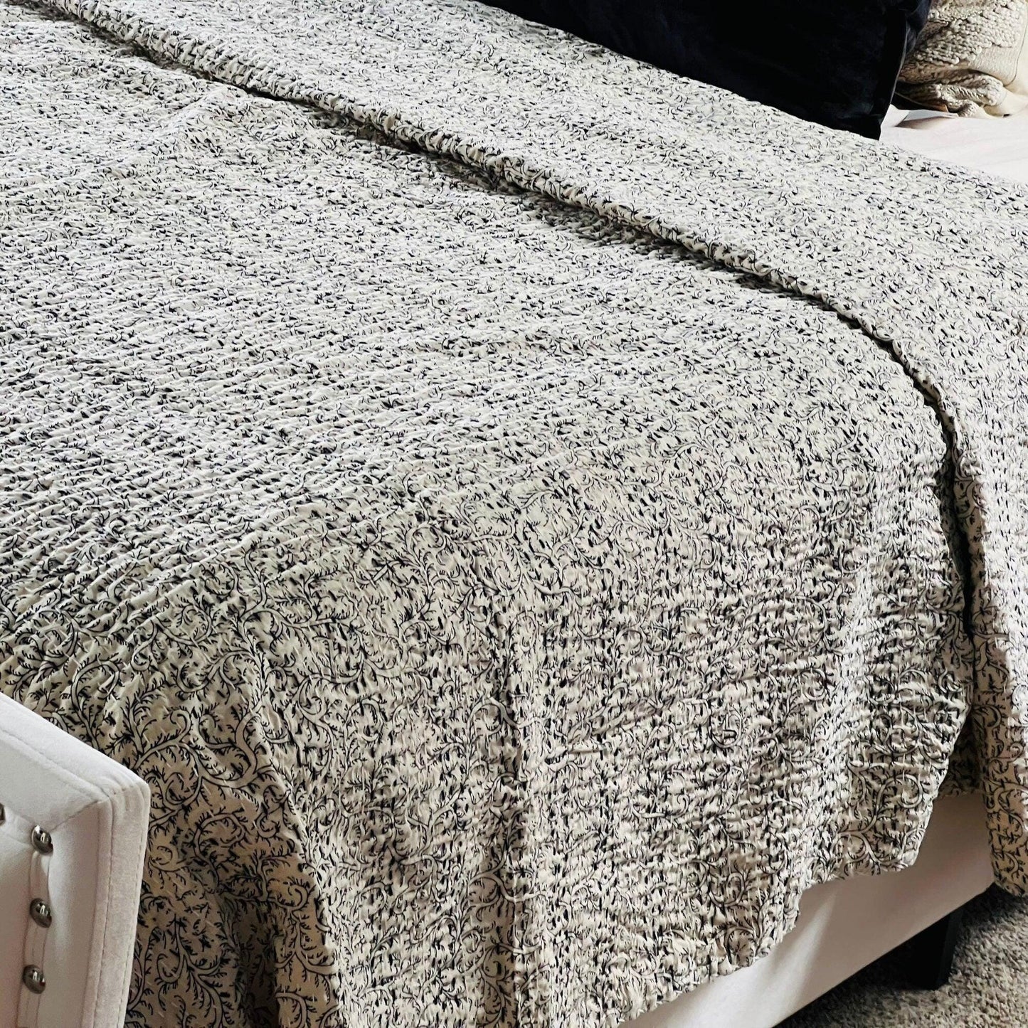 Handmade Cotton Bedding Cotton Kantha Quilt, Indian Bedspread, Throw Blanket