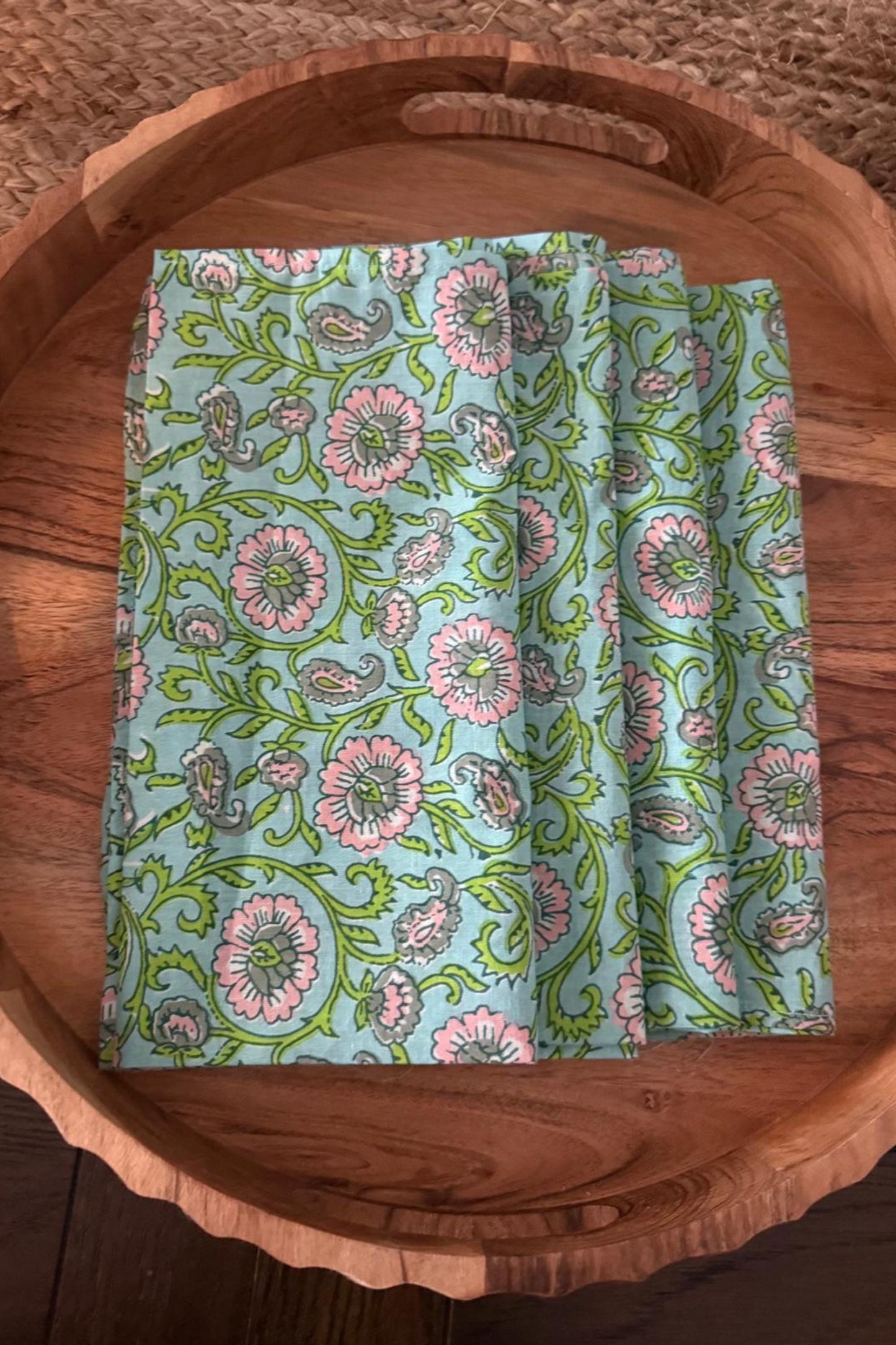 Assorted Cloth Napkins Hand Block Floral Printed Mix and Match Napkins