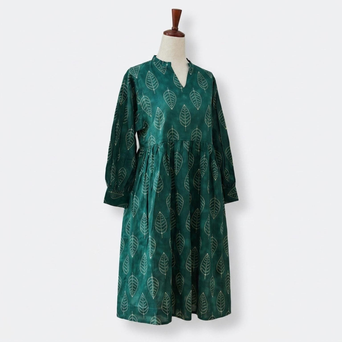 Floral Hand Block Print Cotton Midi Dress Boho Womens Clothing - Beachy Boho Vacation Sundress - Everyday Summer Dresses For Women