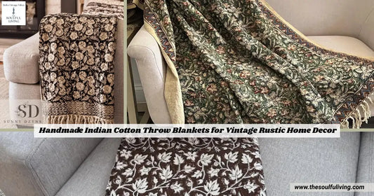 Handmade Indian Cotton Throw Blankets for Vintage Rustic Home Decor