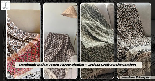 Handmade Indian Cotton Throw Blanket – Artisan Craft & Boho Comfort