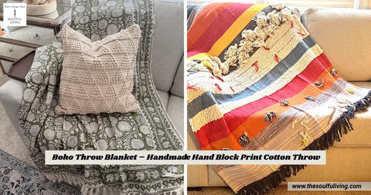 Handmade Boho Throw Blanket – Hand Block Print Cotton Throw