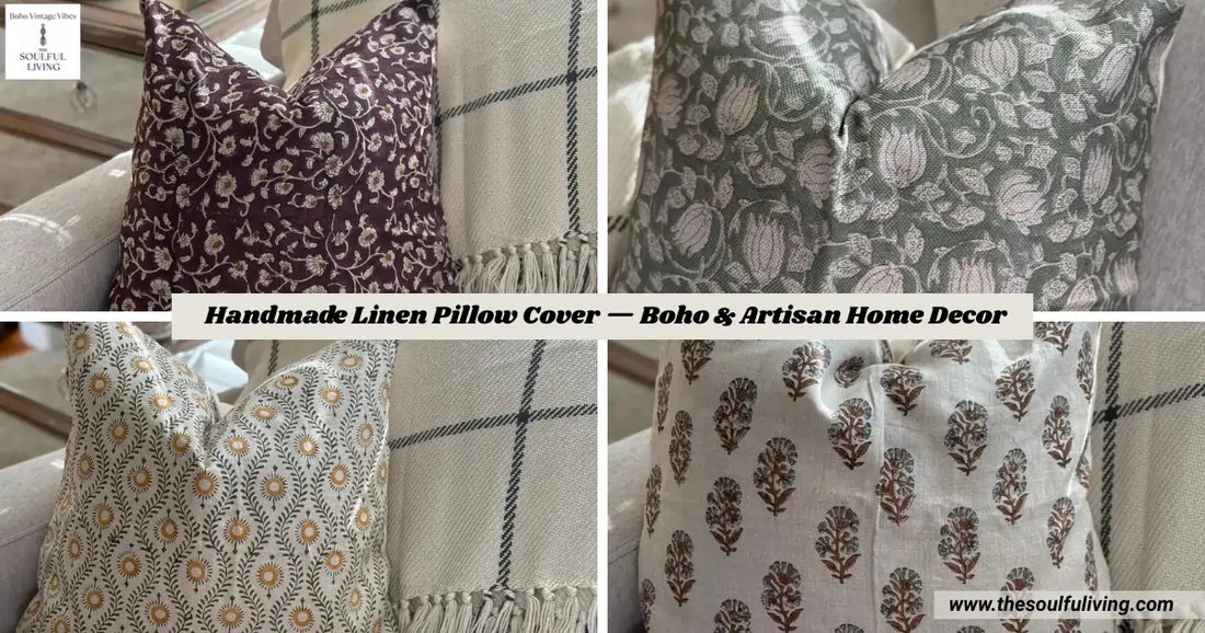 Handmade Linen Pillow Cover — Boho & Artisan Home Decor