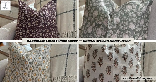 Handmade Linen Pillow Cover — Boho & Artisan Home Decor