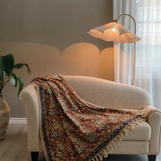 Floral Block Print Cotton Throw Blanket (Copy)