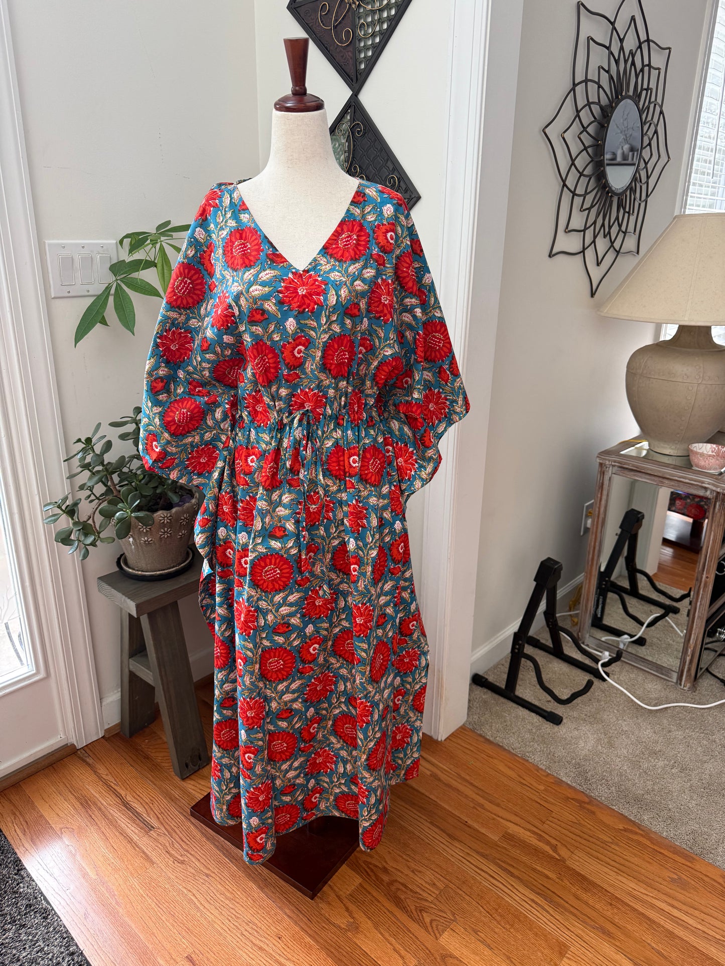 Cotton free flowing kaftan dress - Perfect as house dress, lounge wear, beachwear, muumuu, mumu