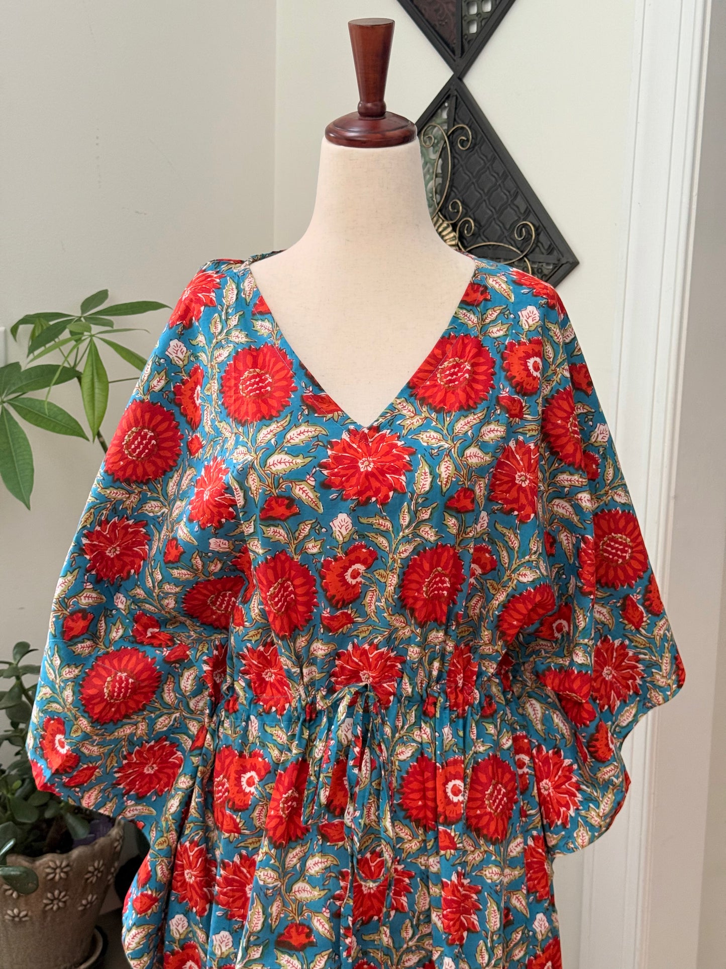 Cotton free flowing kaftan dress - Perfect as house dress, lounge wear, beachwear, muumuu, mumu