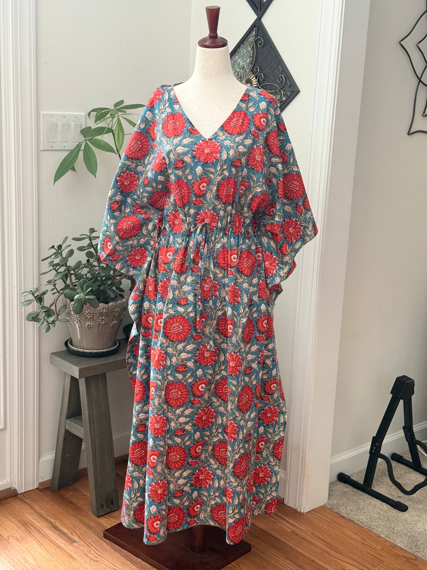 Cotton free flowing kaftan dress - Perfect as house dress, lounge wear, beachwear, muumuu, mumu