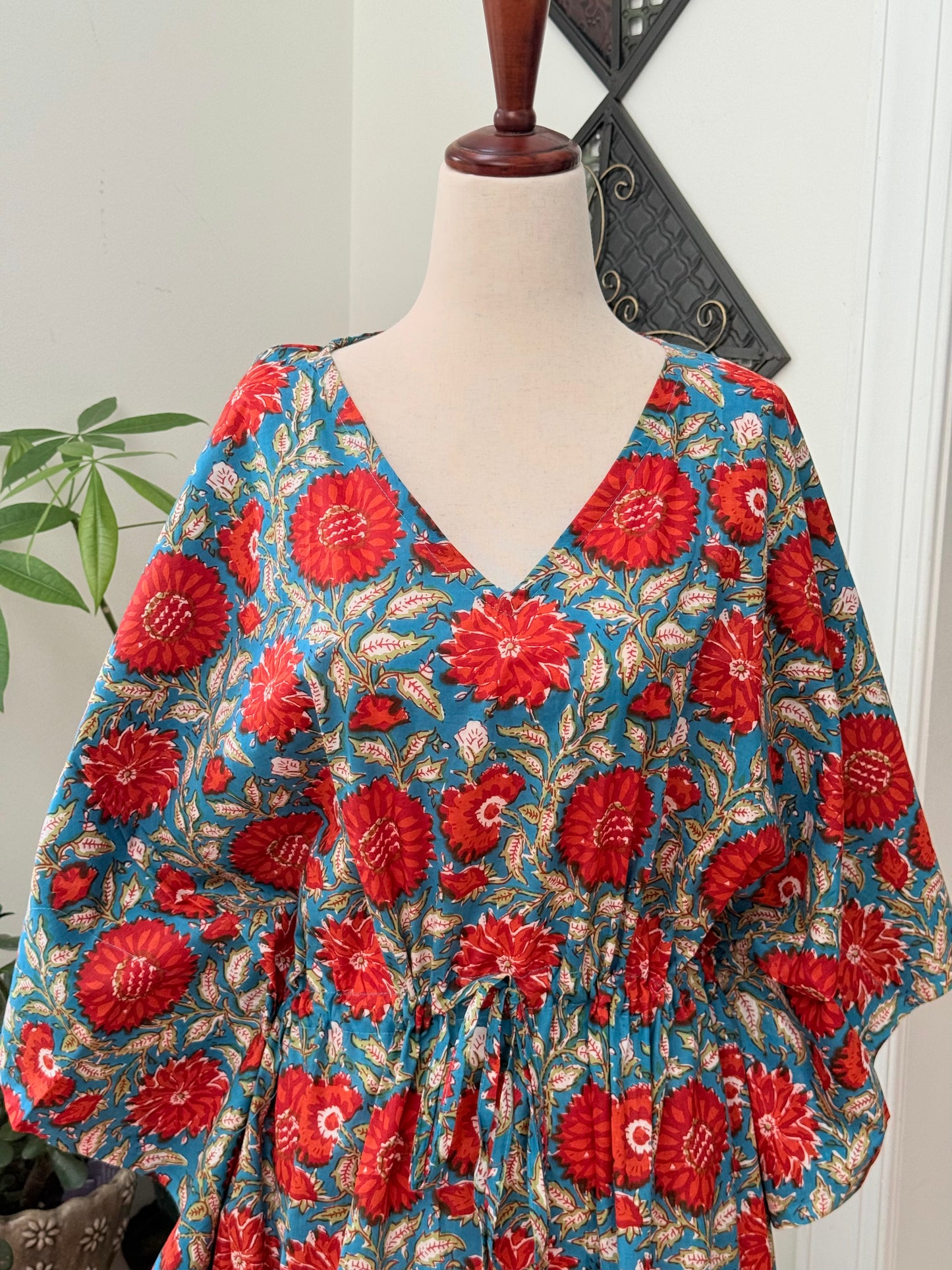 Cotton free flowing kaftan dress - Perfect as house dress, lounge wear, beachwear, muumuu, mumu