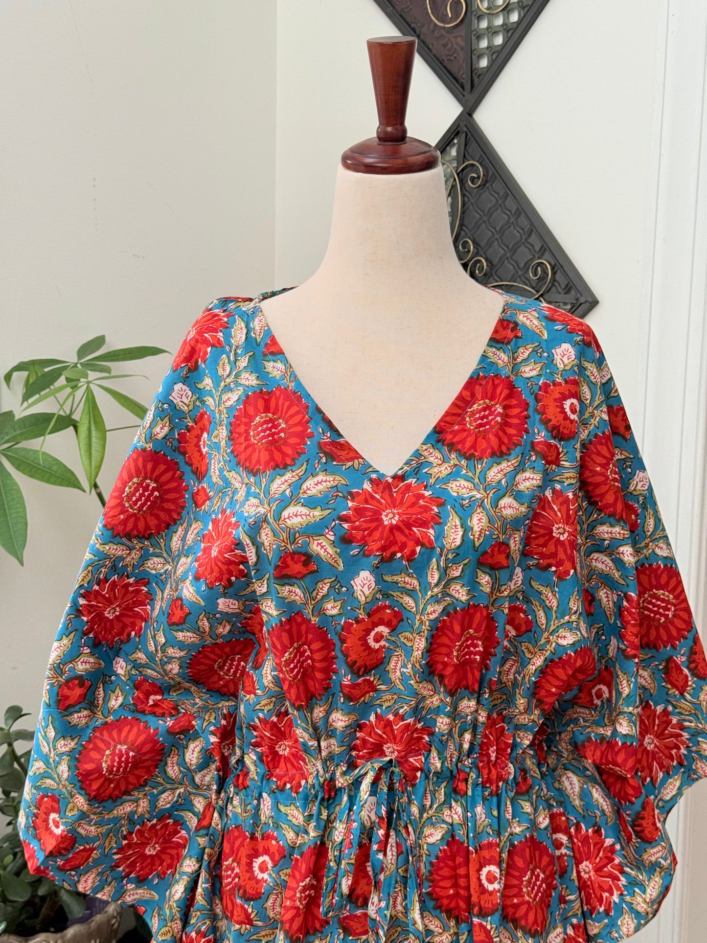 Cotton free flowing kaftan dress - Perfect as house dress, lounge wear, beachwear, muumuu, mumu