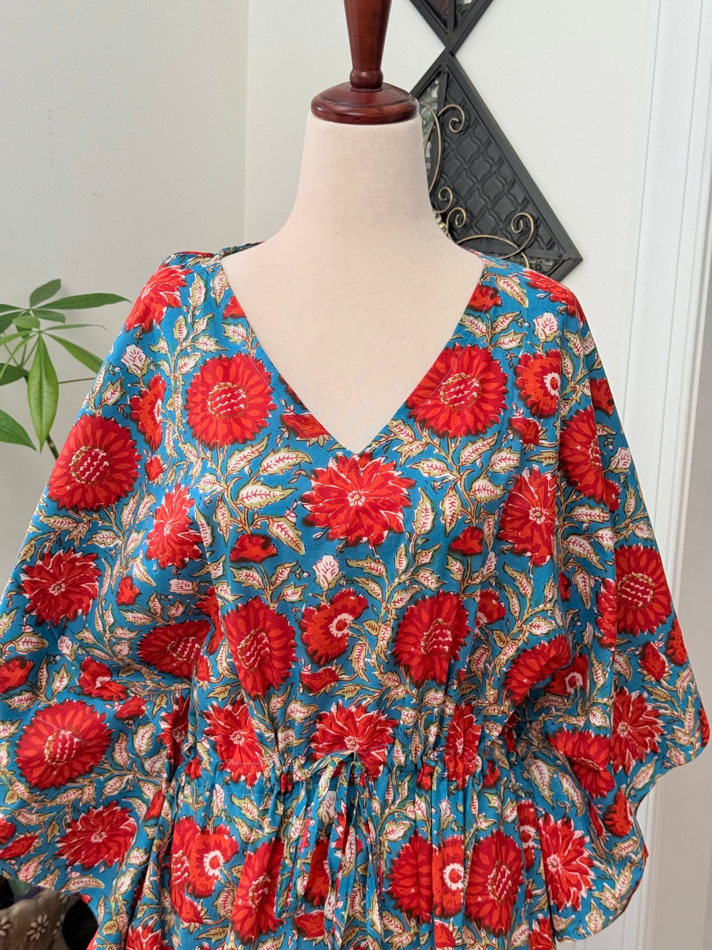 Cotton free flowing kaftan dress - Perfect as house dress, lounge wear, beachwear, muumuu, mumu