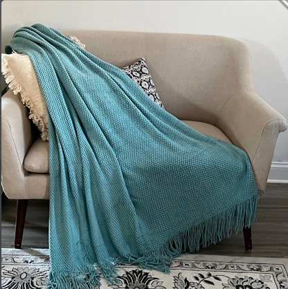 Crochet Rusted Throw Blanket: Boho Chic Sofa Decor