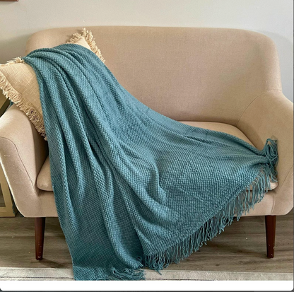 Crochet Rusted Throw Blanket: Boho Chic Sofa Decor