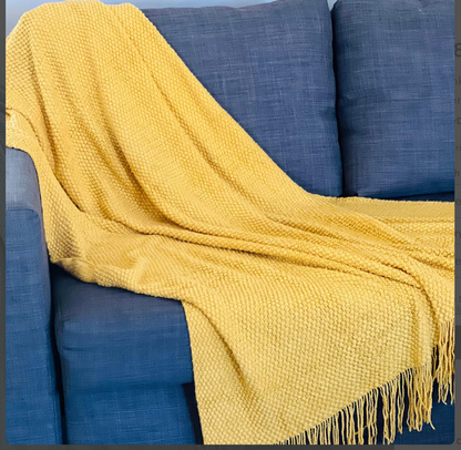 Crochet Rusted Throw Blanket: Boho Chic Sofa Decor