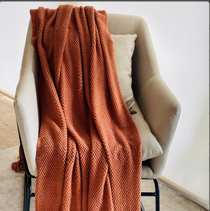 Crochet Rusted Throw Blanket: Boho Chic Sofa Decor