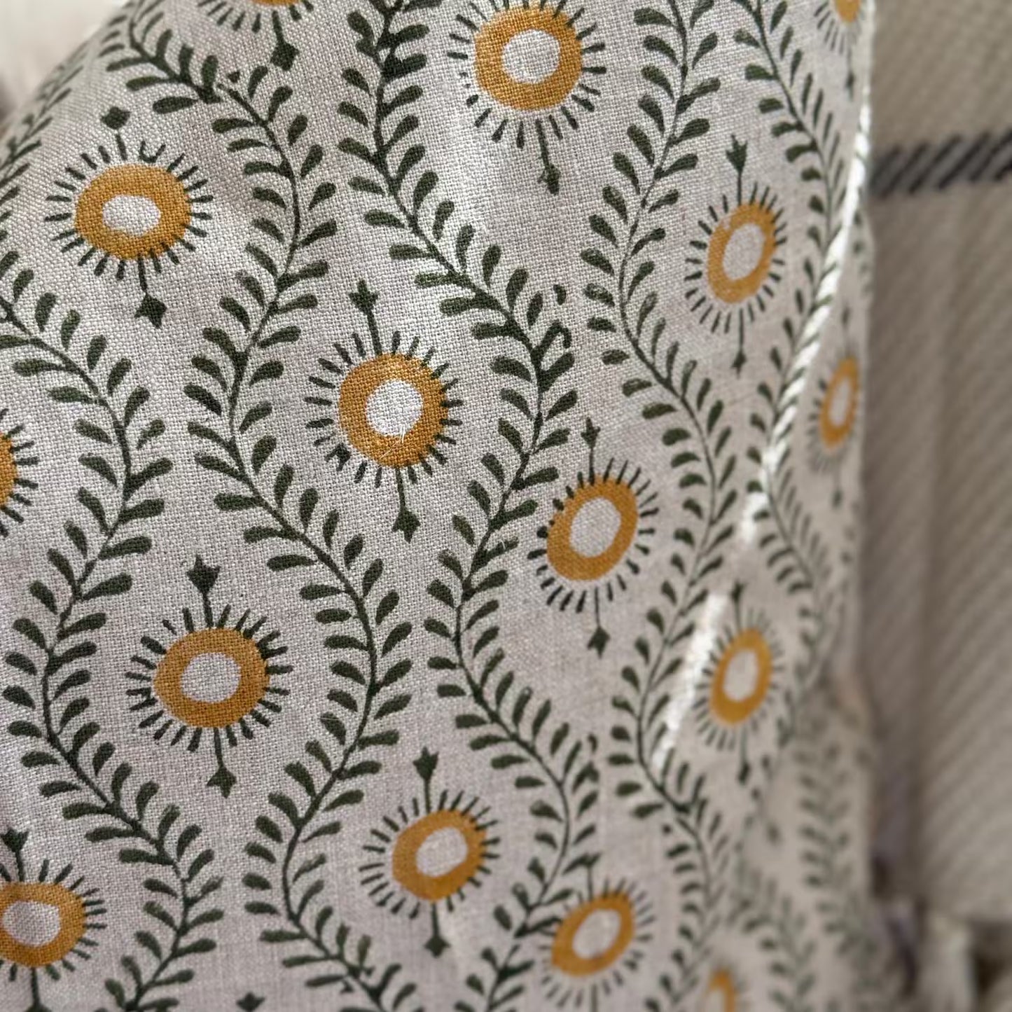 Linen Floral Block Print Pillow Cover Farmhouse /Home Decor