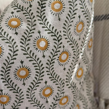 Linen Floral Block Print Pillow Cover Farmhouse /Home Decor