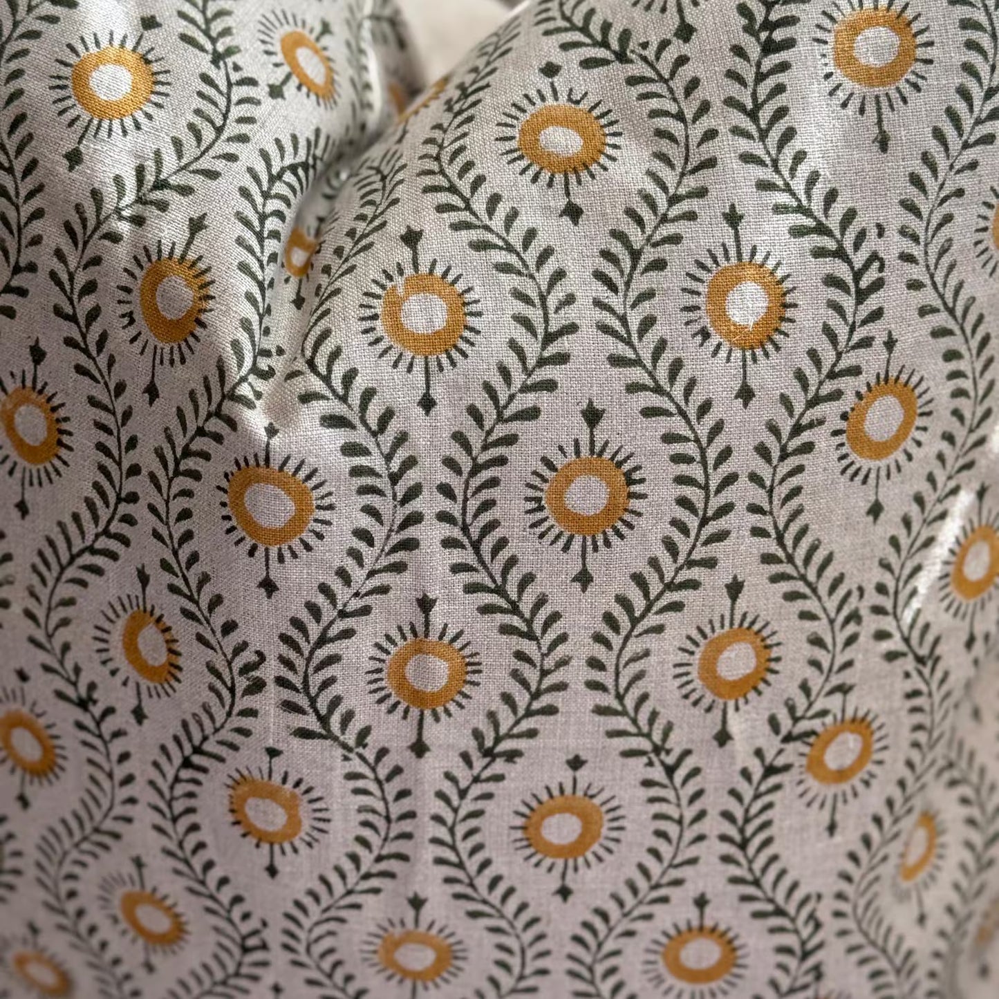 Linen Floral Block Print Pillow Cover Farmhouse /Home Decor