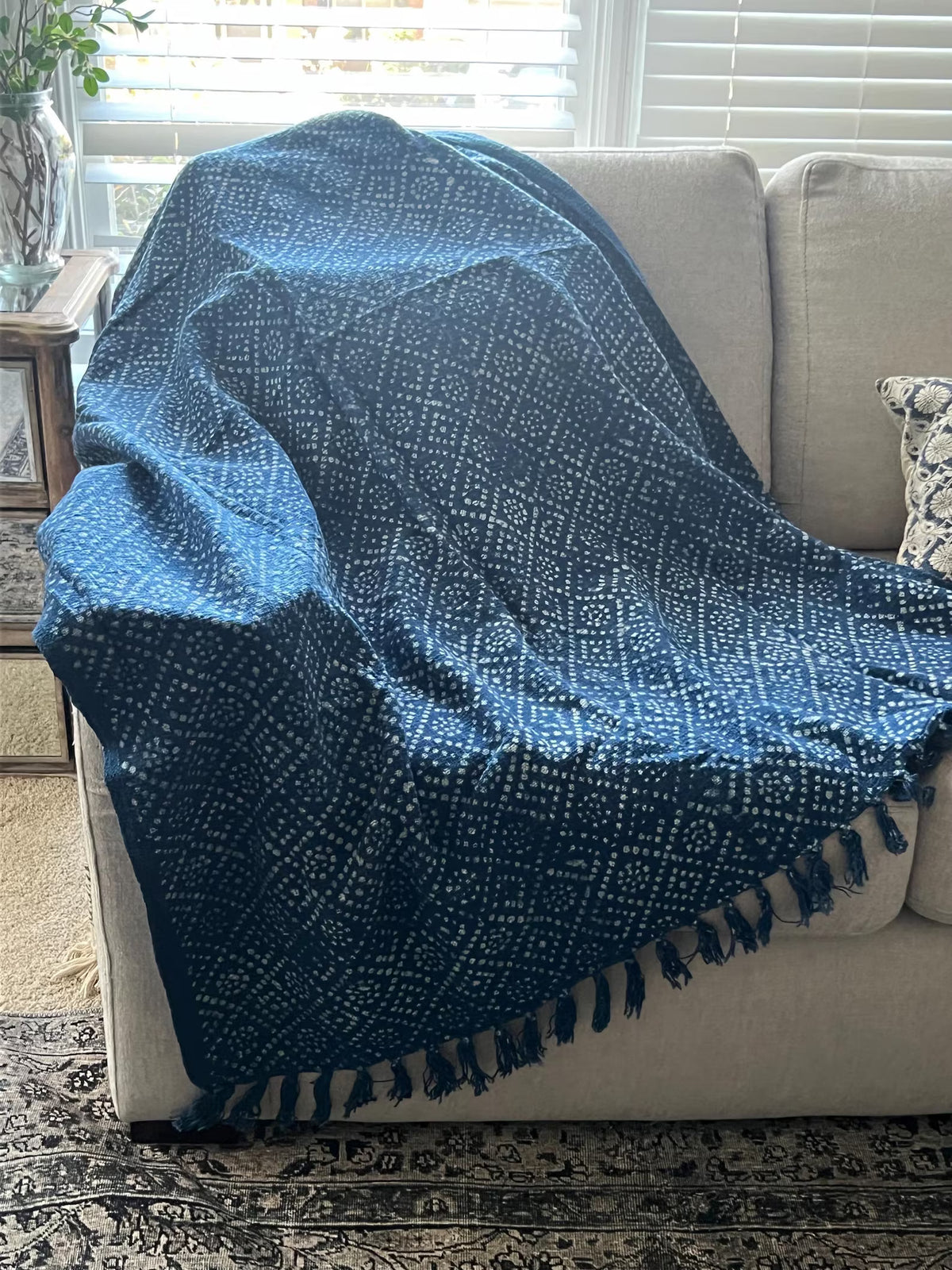 Boho floral print throw blanket couch boho decorative blanket for living room