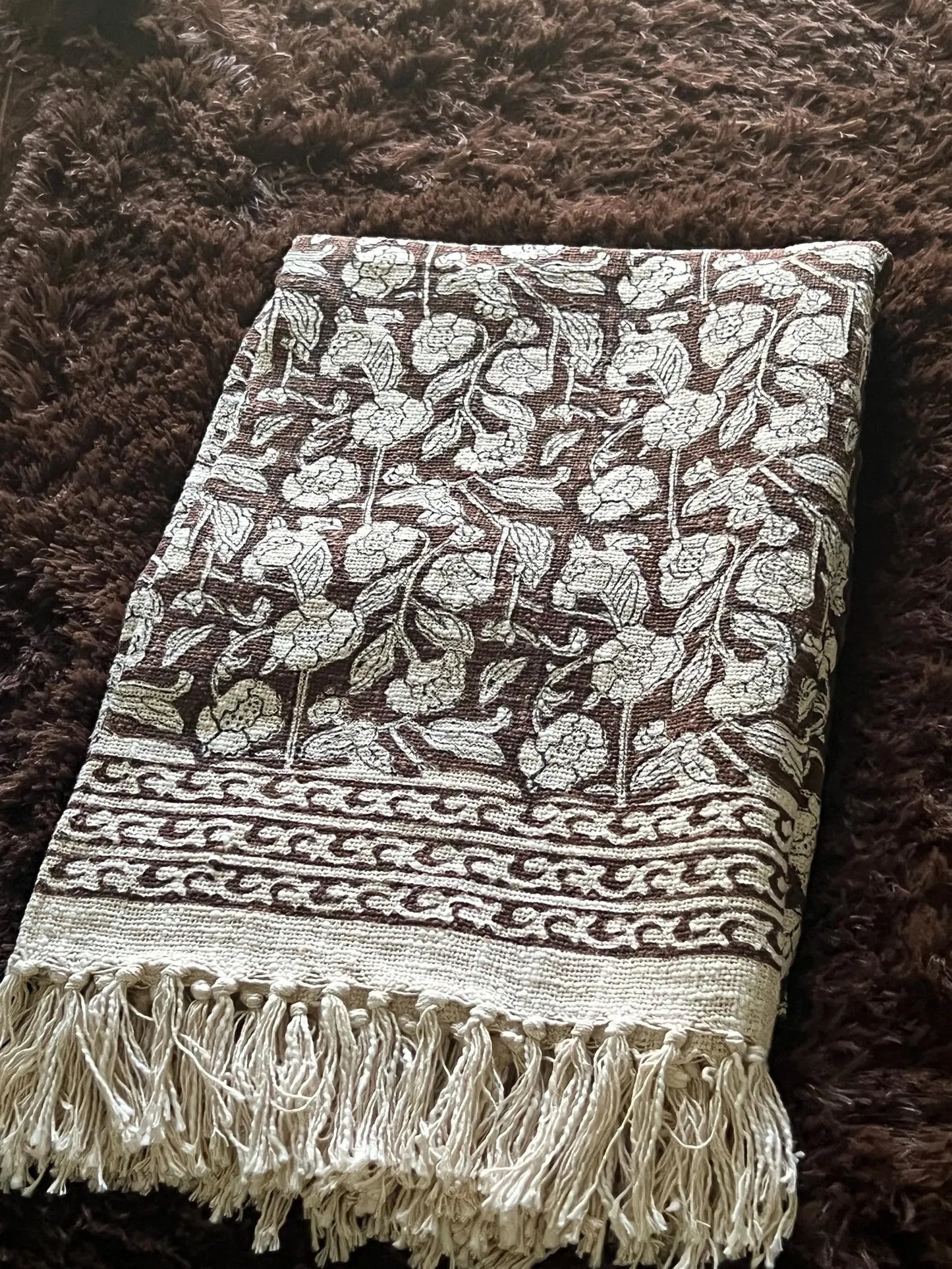 Hand Block Print Cotton Throw Blanket: Boho Home Decor