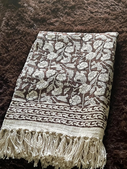 Hand Block Print Cotton Throw Blanket: Boho Home Decor