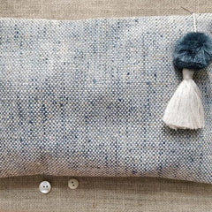 Gray and white make up Bag,Linen zipper Bag, Unique gift  for women, GrayCosmetic Bag,