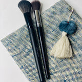 Gray and white make up Bag,Linen zipper Bag, Unique gift  for women, GrayCosmetic Bag,