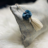 Gray and white make up Bag,Linen zipper Bag, Unique gift  for women, GrayCosmetic Bag,