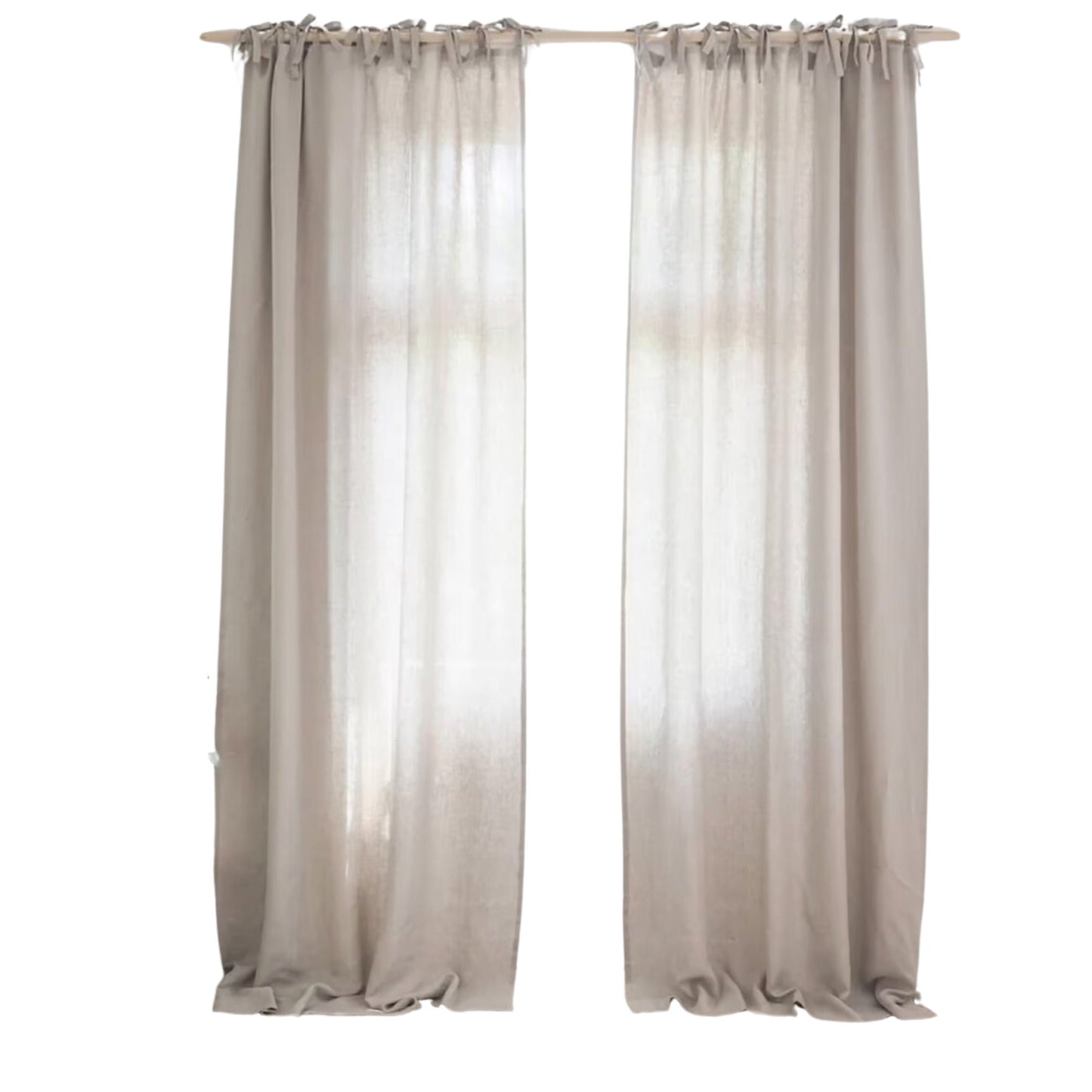 Natural Linen Curtains: Tie Top, Tab Top, Rod Pocket Drapes