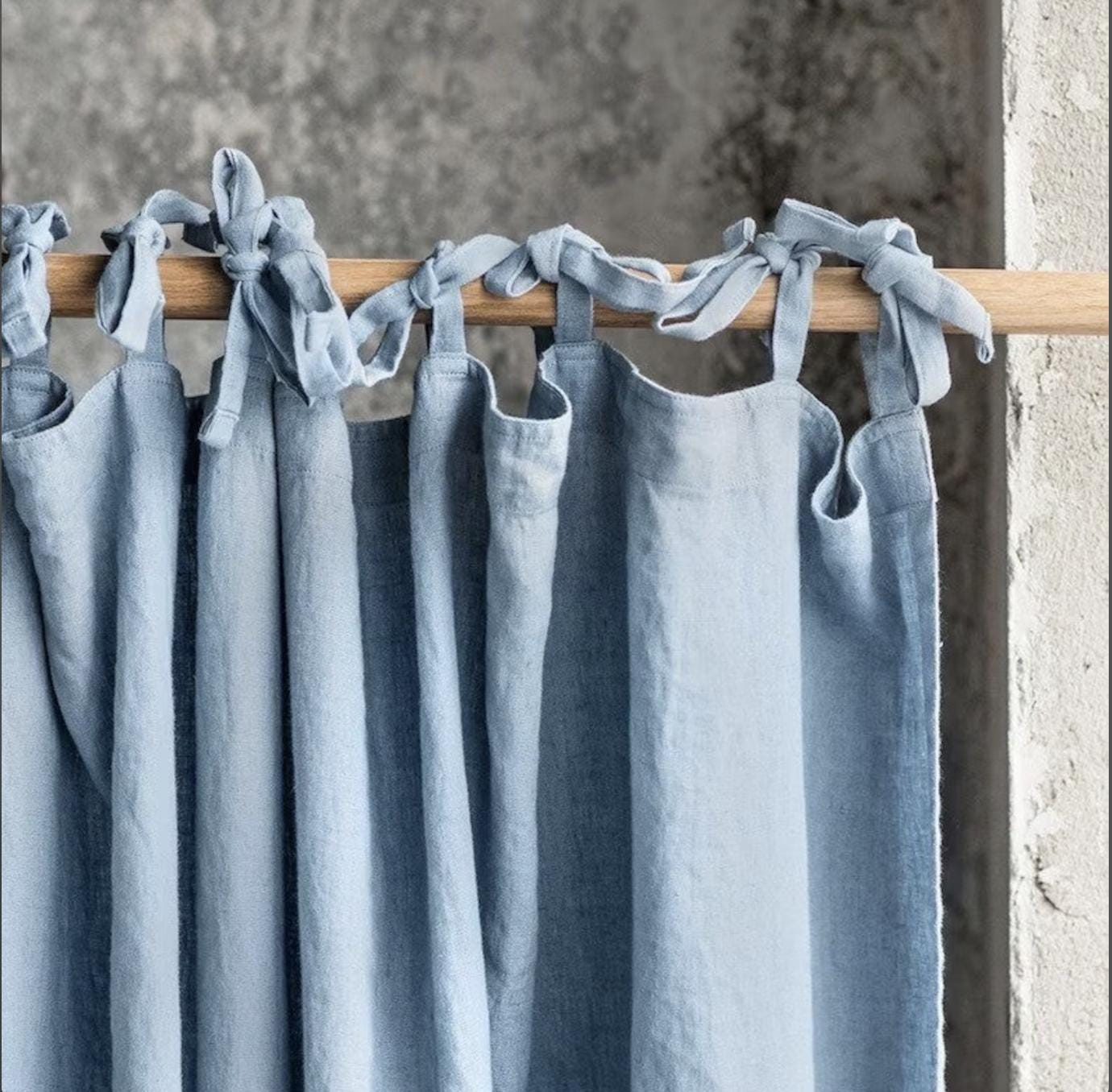 Natural Linen Curtains: Tie Top, Tab Top, Rod Pocket Drapes