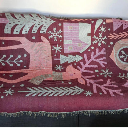 Christmas Reindeer Woven Wall Tapestry, Holiday Decor