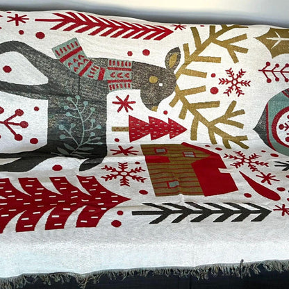 Christmas Reindeer Woven Wall Tapestry, Holiday Decor