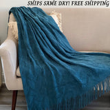 Cozy throw, Soft blanket, Teal Throw blanket, Knitted Blanket, Throw blanket couch, Warm lap Blanket, Textured Blanket, Gift for her