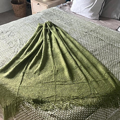 King Size Reversible Kantha Oversize Throw Pure Cotton Bedding Handmade Bedcover, Elegant Spring Pastel Green White Floral,  Unique gfit
