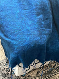 Cozy Scarf Blue Yak Wool Scarf Tibet blanket Soft Oversized Shawl Throw Meditation Wrap Blanket Yak Wool Hand-Loomed Nepal Handmade In Nepal