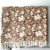 floral throw blanket with tassels Home Decor  Hand block printed handmade throw, Queen/King Size Bed Throw Housewarming gift