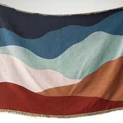 Tapestry, Color block abstract tapestry, Blue woven blanket, Sofa throw, Blue tapestry blanket for couch, Cotton tapestry, Housewarming gift