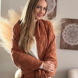 Cozy Knitted Blanket For Couch, Rust/Burnt Orange Throw Blanket With Tassels, Lap Blanket, New Home Gift