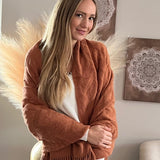 Cozy Knitted Blanket For Couch, Rust/Burnt Orange Throw Blanket With Tassels, Lap Blanket, New Home Gift