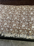Brown floral throw blanket with tassels Boho home decor Hand block print sofa throw handmade throw for boho bed room decor Housewarming gift