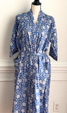 Indigo Cotton kimono robe, Summer cotton Kimono robe, Block print Summer beachwear, Birthday gift for girl friend, Gift for her
